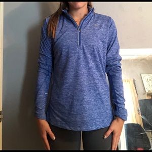 NIKE 3 quarter zip pullover blue, dri fit. size m